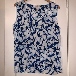 Blue and white floral tank